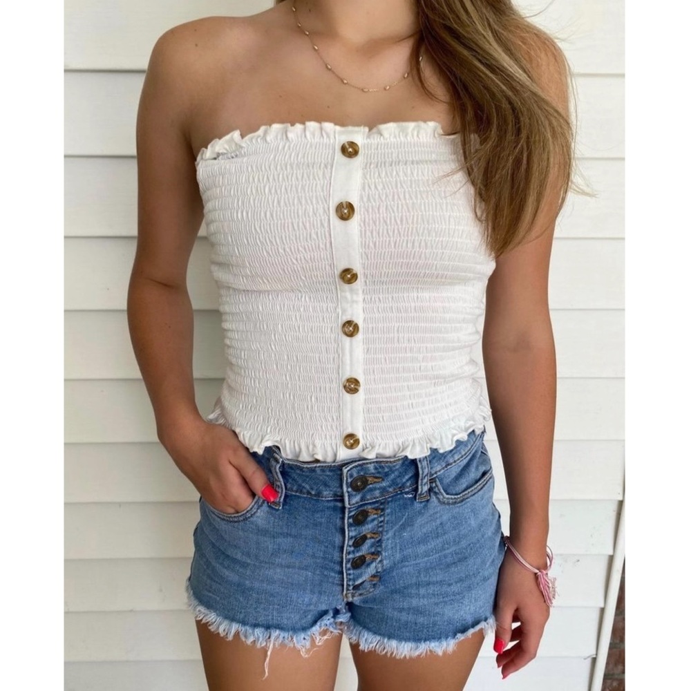 Forever 21 White Tank with Buttons